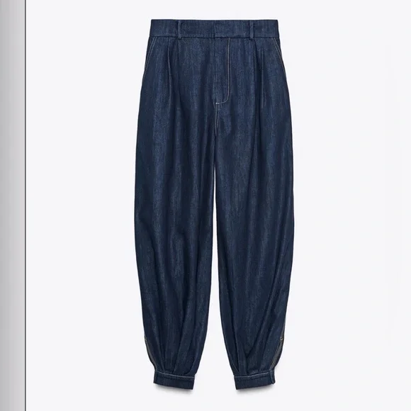 🔥🔥Zara Wide Leg Dark Denim Balloon Pants - Picture 4 of 4